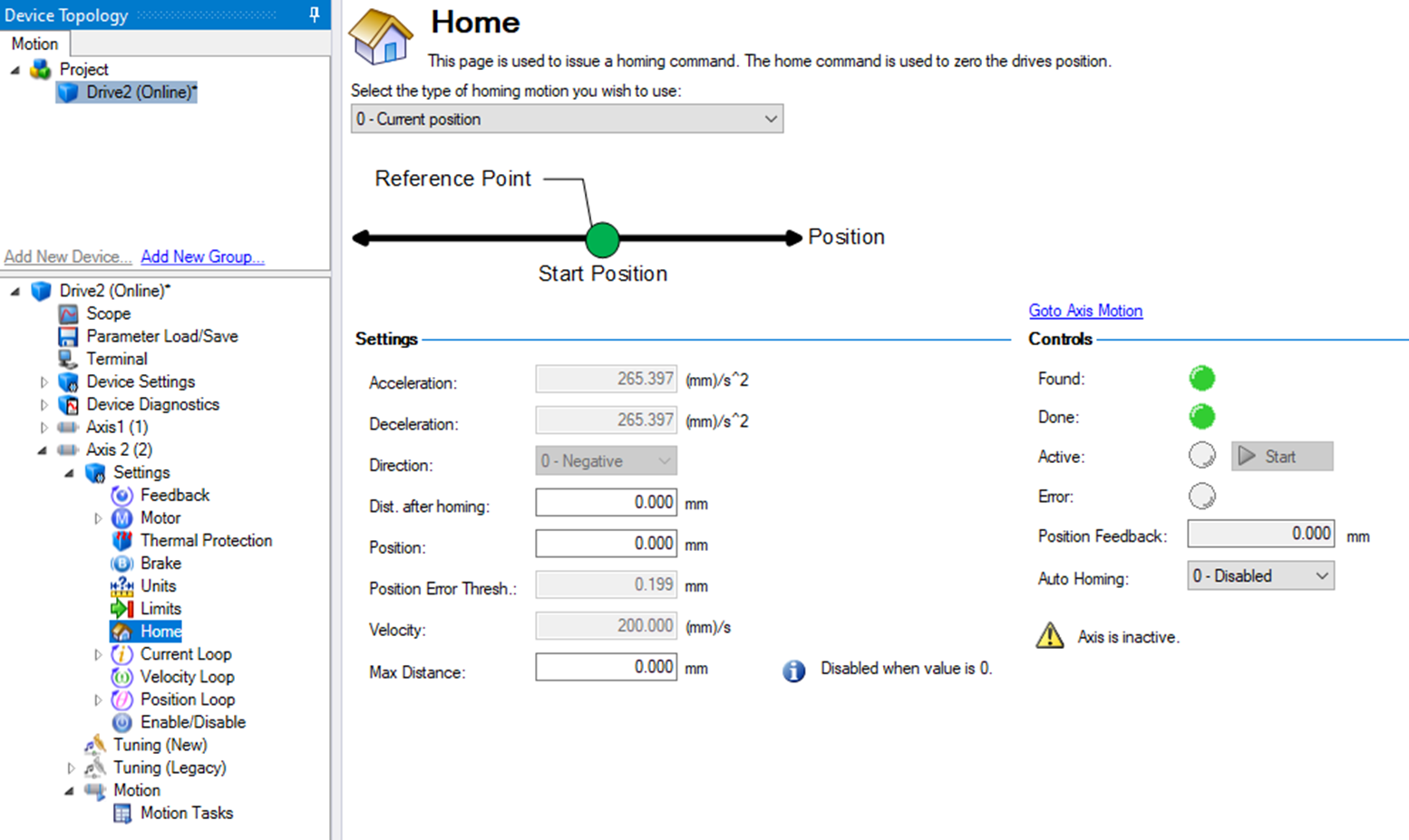 Home view in WorkBench for Axis1